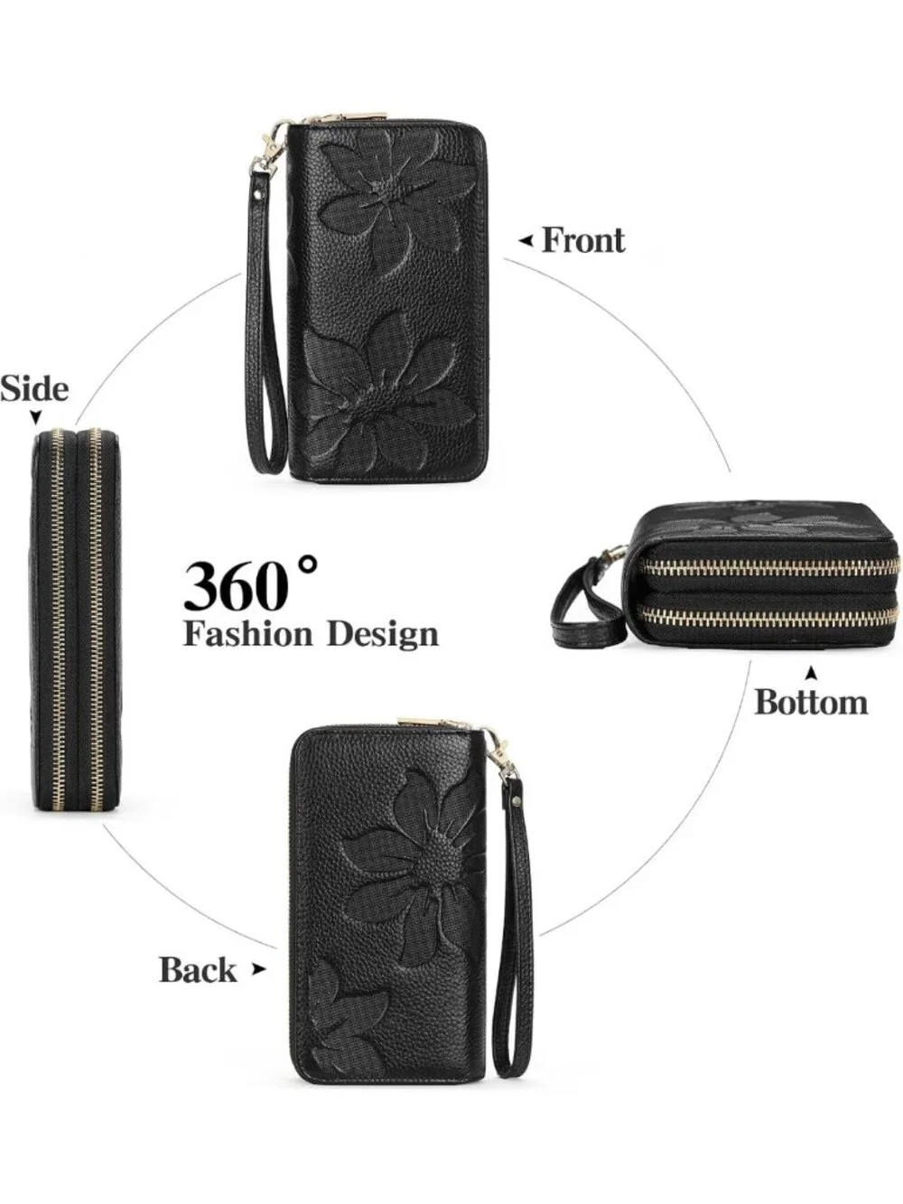 Stylish Women's RFID Blocking Leather Wristlet Wallet - Secure & Chic Accessory